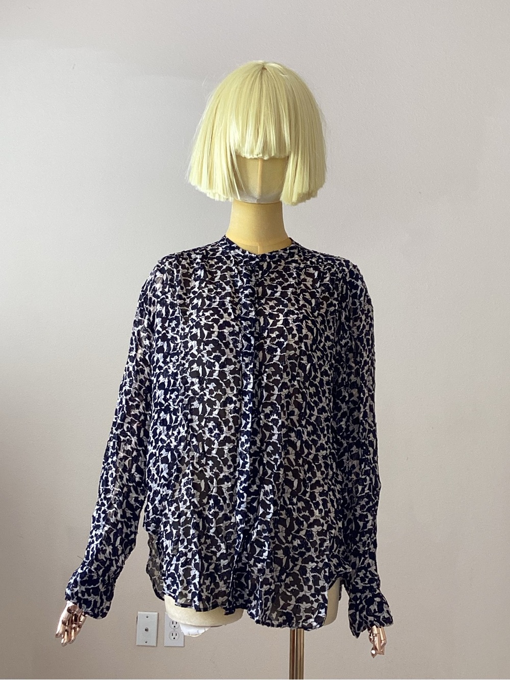 Isabel Marant Navy and White Printed Button-Down Shirt